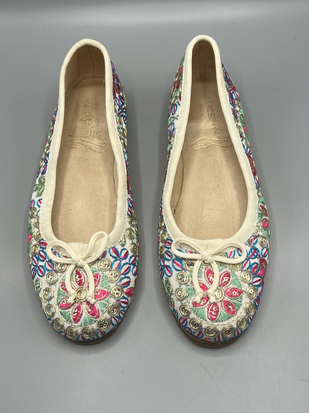 Aerosoles Embroidered Sequin Ballet Flats Floral Slip On Women’s
